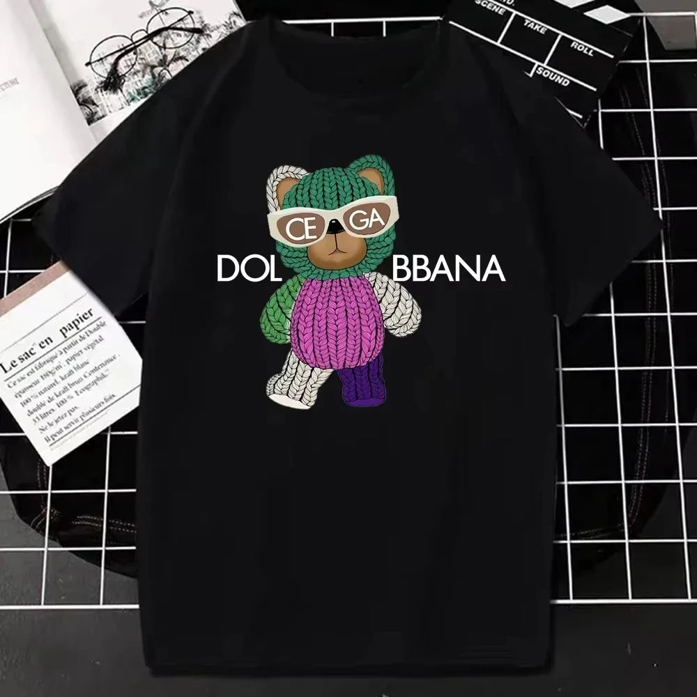 Kaufen Sie modische T-Shirts, kurzärmelige T-Shirts mit Sommer-Buchstabenmuster, lockere und atmungsaktive Eltern-Kind-Freizeit-T-Shirts