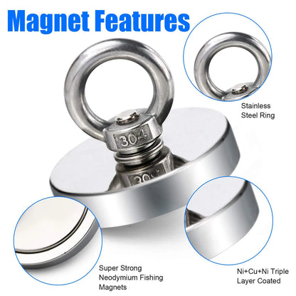 Super Strong Neodymium Fishing Magnet Set | Heavy Duty Magnet Fishing Kit