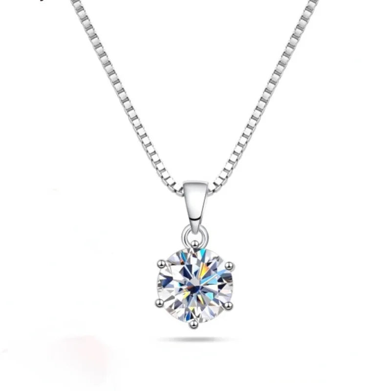 JoyceJelly 1 CT Real Moissanite Pendant Necklace For Women Royal Blue Color Moissanite 925 Sterling Silver Wedding Fine Jewelry