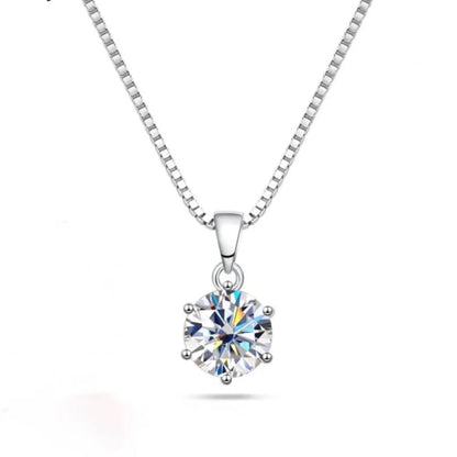 JoyceJelly 1 CT Real Moissanite Pendant Necklace For Women Royal Blue Color Moissanite 925 Sterling Silver Wedding Fine Jewelry
