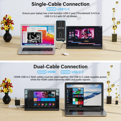 15.6" Portable Monitor 1080P IPS USB-C HDMI VESA Mount Display
