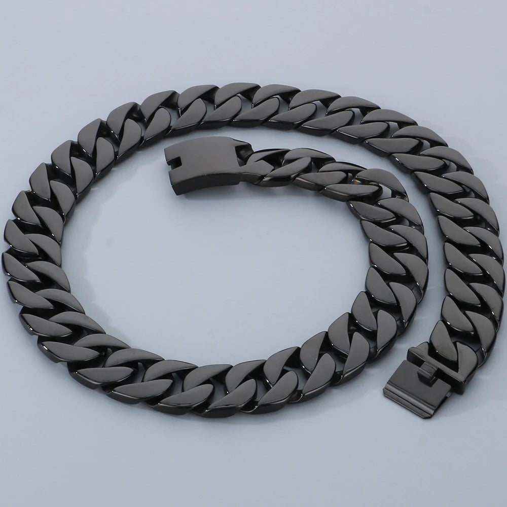 Men's 72CM Long 24MM Wide Curb Cuban Link Chain Necklaces Heavy Stainless Steel On Neck Chains for Man Party Jewelry Gifts Male