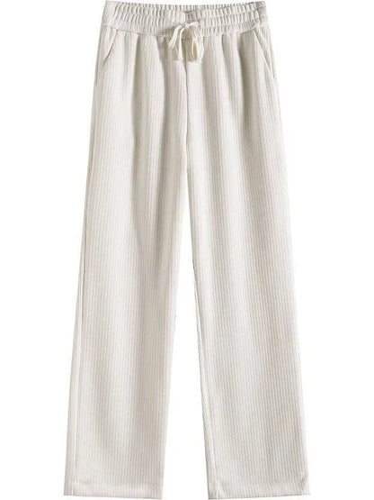 Lamb Velvet Fce Lined Thiened Wide Leg Pants Women's Loose Fit Corduroy Casual Trousers Autumn Winter plus Size Slimming