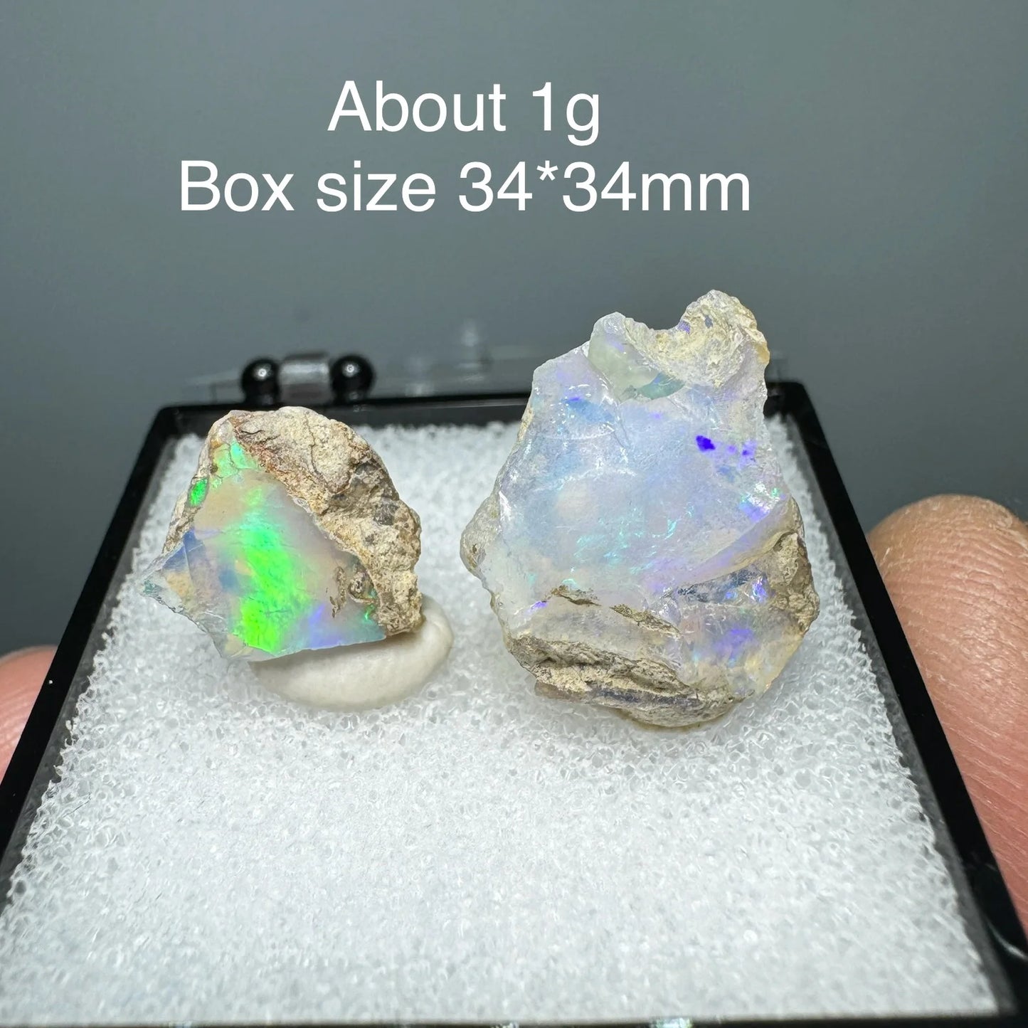 Ethiopia Opal Gem Mineral Specimen – 34x34mm Box