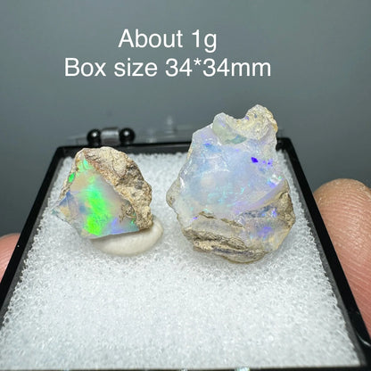 Ethiopia Opal Gem Mineral Specimen – 34x34mm Box