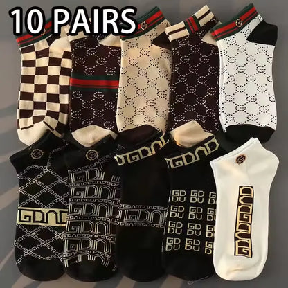 5/10 pcs Men's Thin Breathable Low-Cut Socks - Anti-Odor, Moisture-Wicking, Lightweight, Comfortable & Versatile for Daily Wear