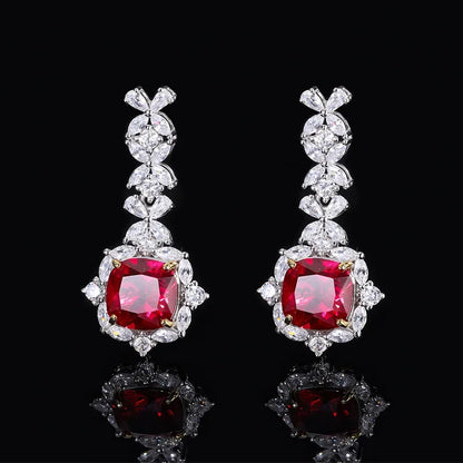 Bellux Fine Jewelry S925 Silver Hot Sale Synthetic Zircon Emerald Sapphire Ruby Luxury Earrings for Women