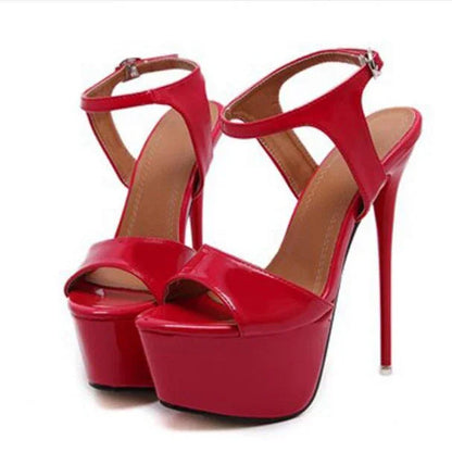 Aneikeh große Schuhgrößen 41 42 43 44 45 46 High Heels Sandalen Sommer Sexy offene Spitze Partykleid 16CM Plateau Gladiatoren Damen Pumps