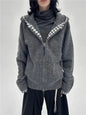 Subculture Gothic Women Coats with Hoodies Vintage Black Jackets Faux Fur Coat Female Loose Casual Sweatshirt