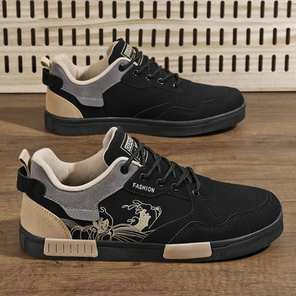 Men's easy to wipe clean casual shoes, good grip, low top lace-up sneakers, men's shoes