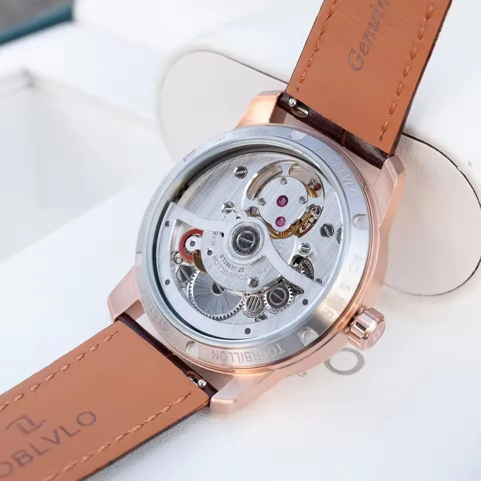 Tourbillon Watches Sapphire Glass Waterproof 50M Mechanical Automatic Watches