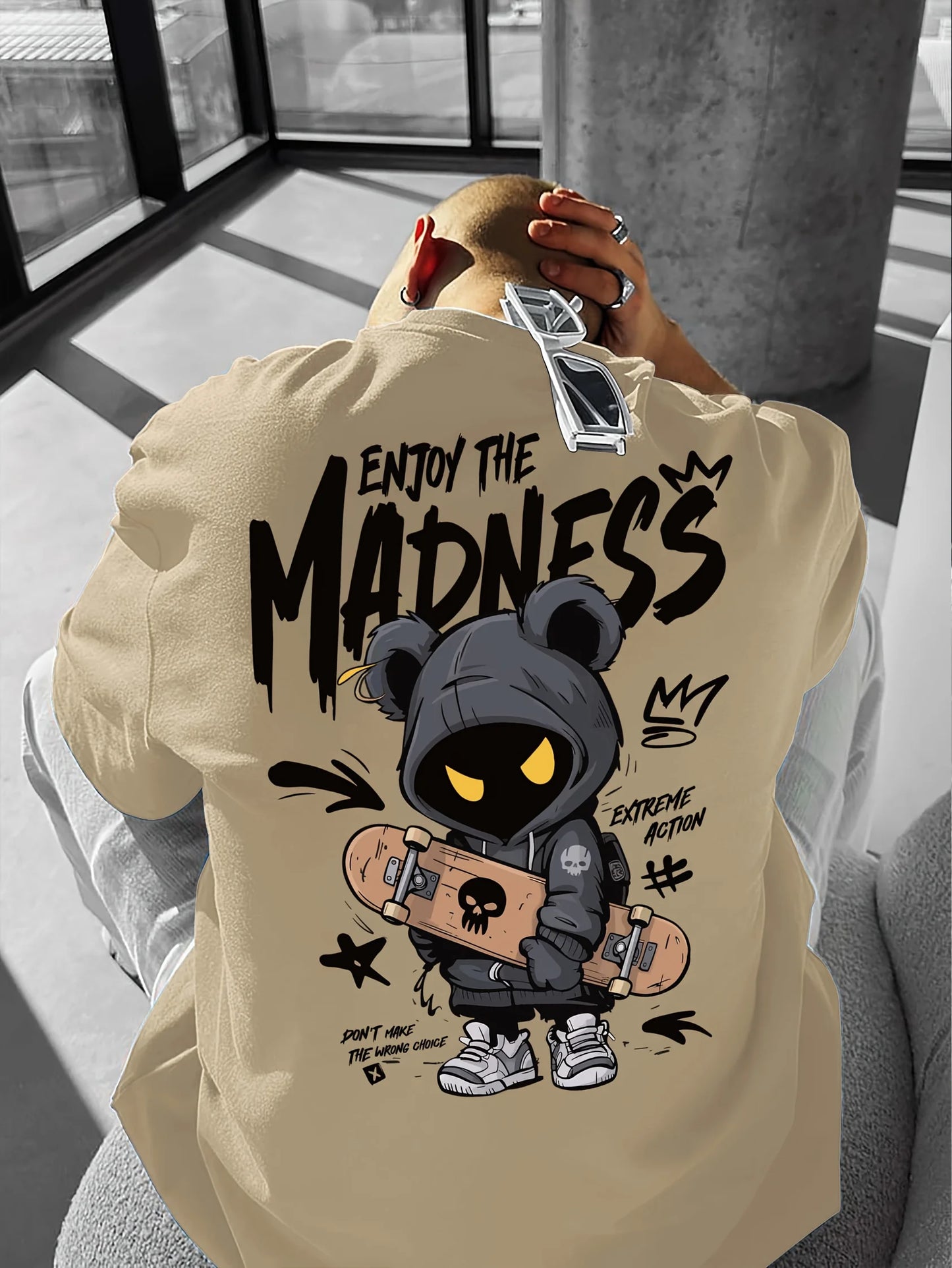 Men's Cartoon Letter Print Street Style T-Shirt