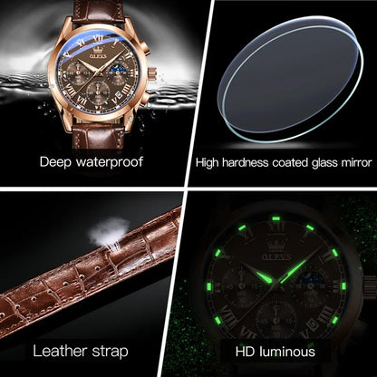 OLEVS Luxus-Herrenuhr für Business – Edelstahl, leuchtend & wasserdicht