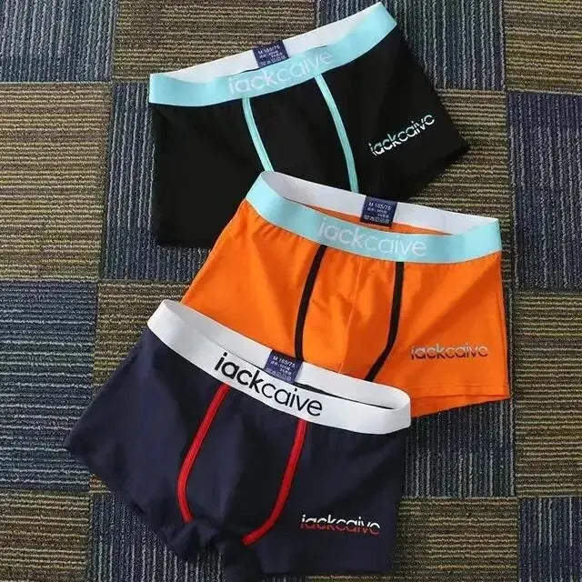 3Pcs Men's Cotton Boxer Briefs Breathable Printed M-3XL