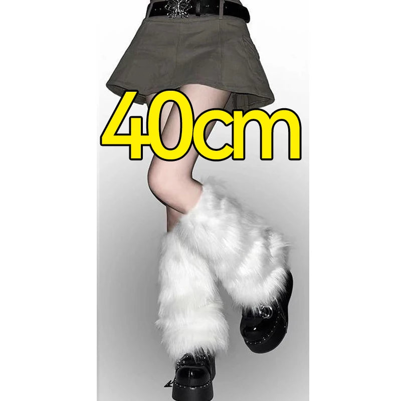 1/2Pairs Artificial Fur Plush Leg Warmers Women Autumn Winter Thermal Long Socks Girls Fashion Japanese Knee-length Stockings
