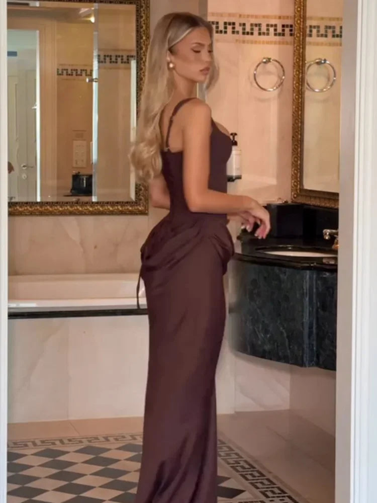 Women's Off-Shoulder Sling Dress – Slim Evening Gown