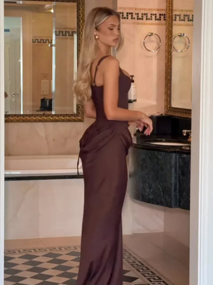 Women's Off-Shoulder Sling Dress – Slim Evening Gown