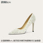 Women's Lace Glitter Wedding Heels – Pointed Toe Banquet Shoes