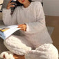 Soft Coral Velvet Warm Pajama Set for Women Cozy Loungewear Outerwear for Winter Christmas Back to School Gift ﻿