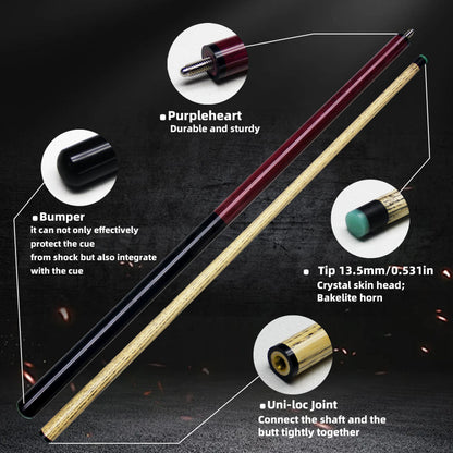 Red Wood Jump Break Pool Cue 13.5mm – 1/3 Split Pro