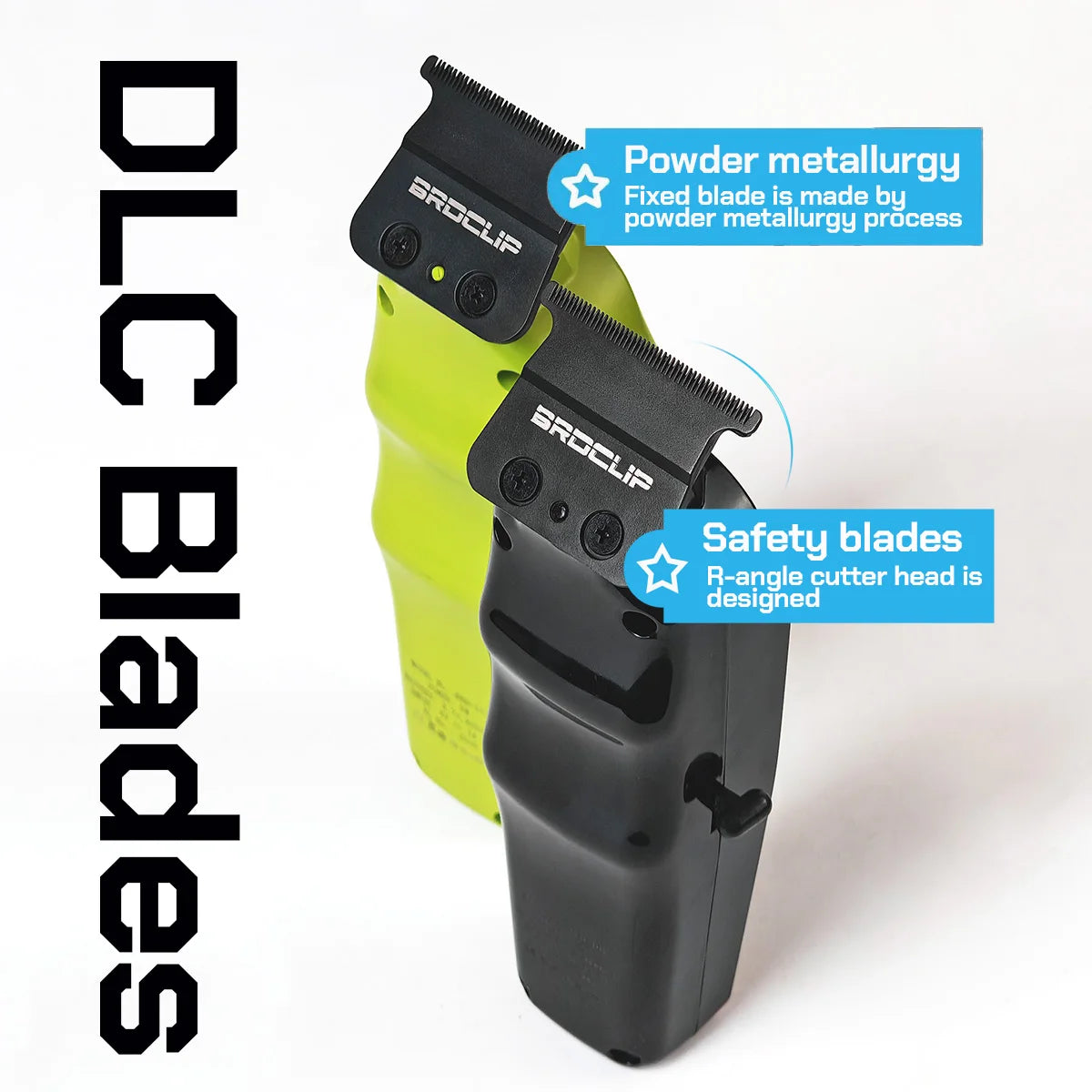 Hair trimmer with DLC blades on a white background, featuring Broilco branding.