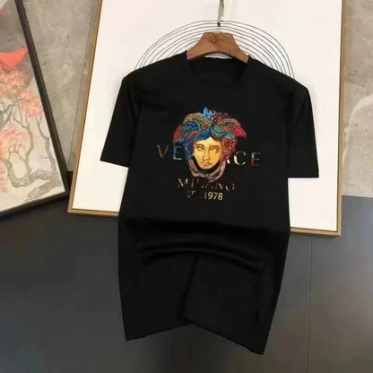 2026 Summer Men Sports T-Shirt Solid Fashion Print Jogging Breathable Cotton Tee Harajuku O-Neck Short Sleeve Tops Clothing Tee