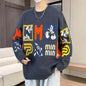 Streetwear Amerikanische Persönlichkeit Buchstabenmuster gestrickter Herren Pullover Y2K Goth Harajuku Freizeitmode Sweatshirt Paar Trend Top