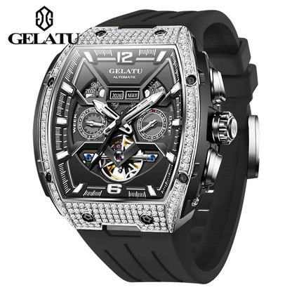 GELATU Skeleton Automatic Watch – Silicone Dual Calendar