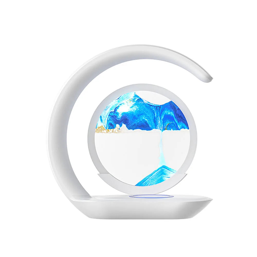 Quicksand Table Lamp USB Wireless Charging 3D Hourglass