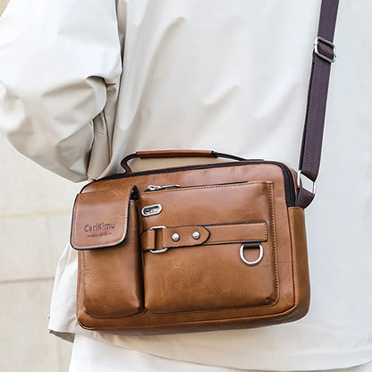 Retro-Umhängetasche für Herren mit wasserdichtem Design, große Laptop-Aktentasche für Büroarbeit, Reisen und Schule
