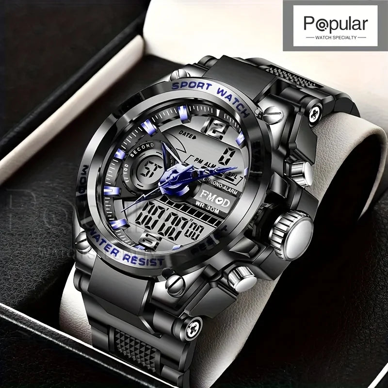 Digitale Herren-Stahl-Militär-Armbanduhr LED Quarz-Uhr Sportuhr Herren Große Uhren Herren Relogios Masculino