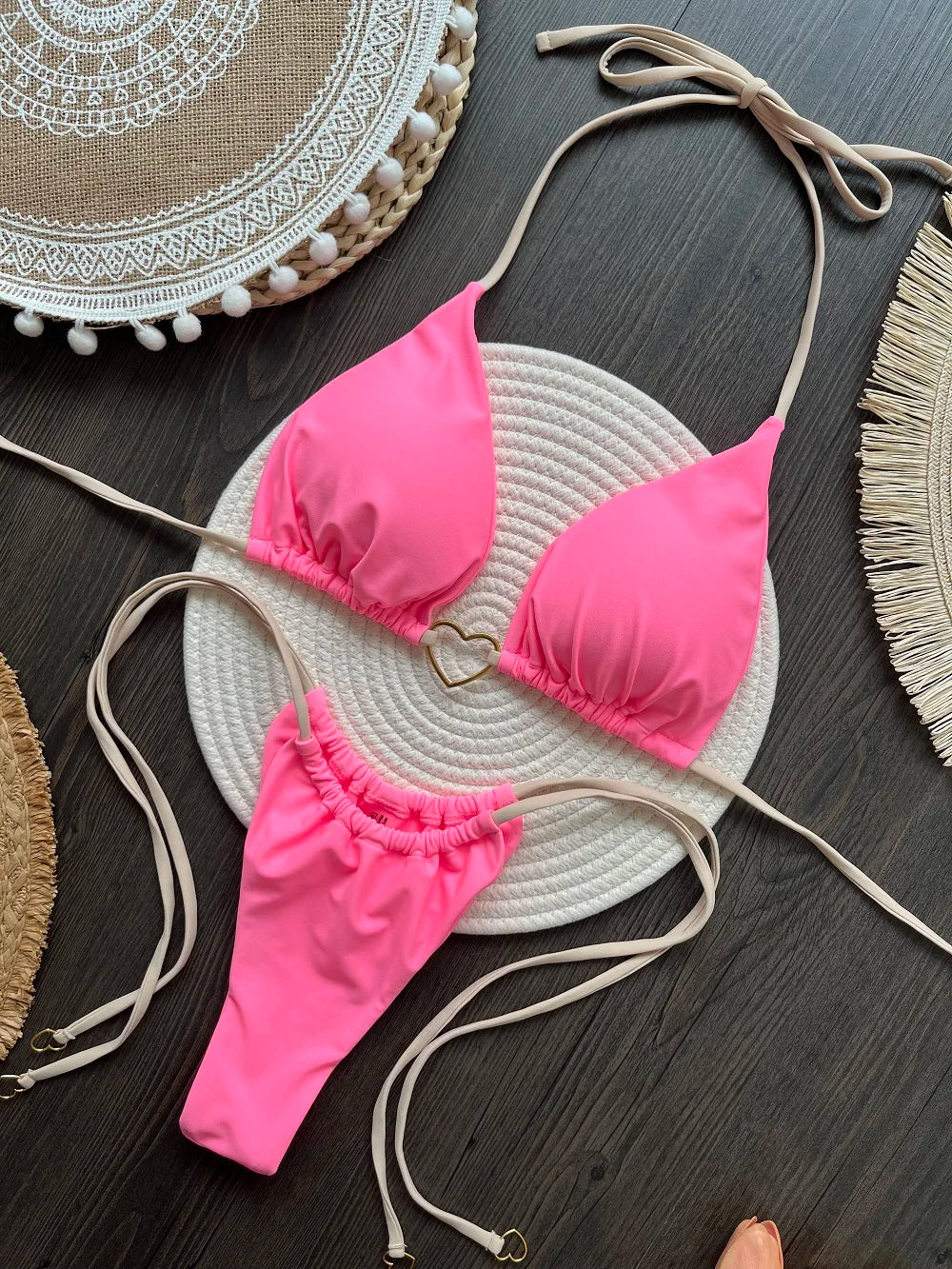 Sexy Halter Triangle Thong Bikini Set Swimwear