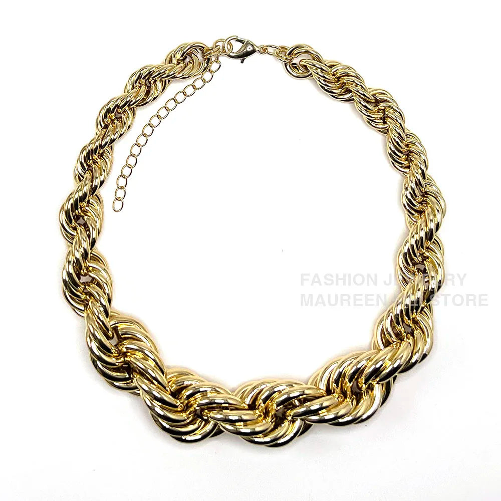 ULJ Hip Hop Street Style Exaggerate Big Chunky  Fashion Unisex Golden Silver Color Cool Jewelry