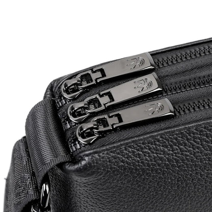 Genuine Leather Men's oulder Bag Casual Busin Crossbody Bag Top Layer Cowhide New 2025 for Youth three-layer zipper shoulder bag