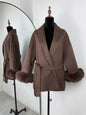 Tossy Fox Fur Wool Overcoat Women's Short Coat Office Lady Elegant Double-sided Woolen Coat 2025 New Cardigan Jackets Loose Wool