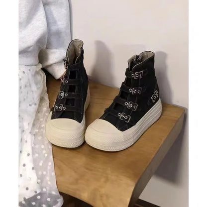 CHABELLA Women's High Top Canvas Shoe Design Buckle Strap Zip Simplicity Female Shoes 2025  High Street Grace Waling Shoes