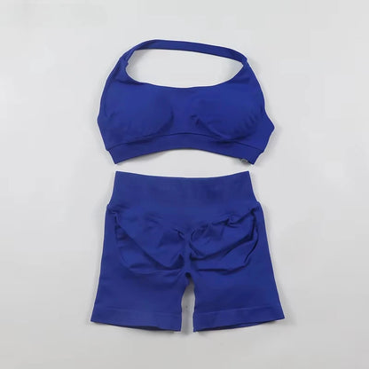 2Pcs Impacts Gym Set Tank Tops High Waist Scrunch Seamless Shorts Gym Suit Fitness Clothes Activewear Workout