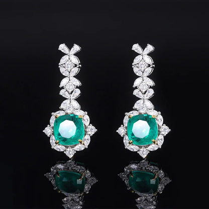 Bellux Fine Jewelry S925 Silver Hot Sale Synthetic Zircon Emerald Sapphire Ruby Luxury Earrings for Women