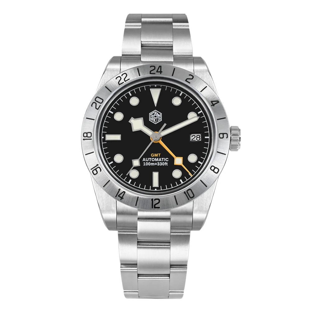 San Martin Neu 39mm NH34 BB GMT Automatische Mechanische Uhr Sportuhr Saphir Leuchtend Wasserdicht 100m für Herren Relogio SN0054