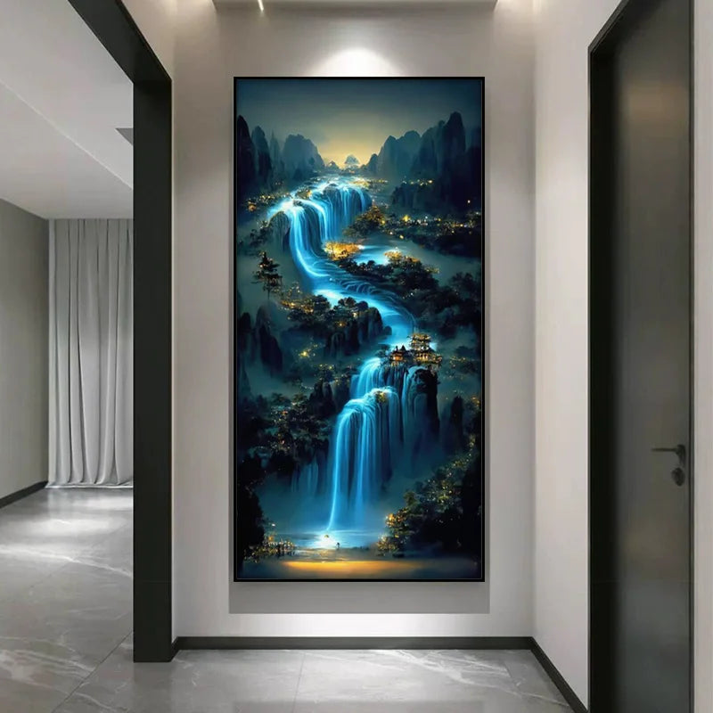 Flowing Water Wealth LED Hanging Mural Lamp Home Decor