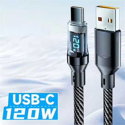 NNBILI 120W USB C und USB A Ladekabel mit LED-Display, USB C=C-C, USB A=A-C, Xiaomi iPhone, Samsung nicht kompatibel
