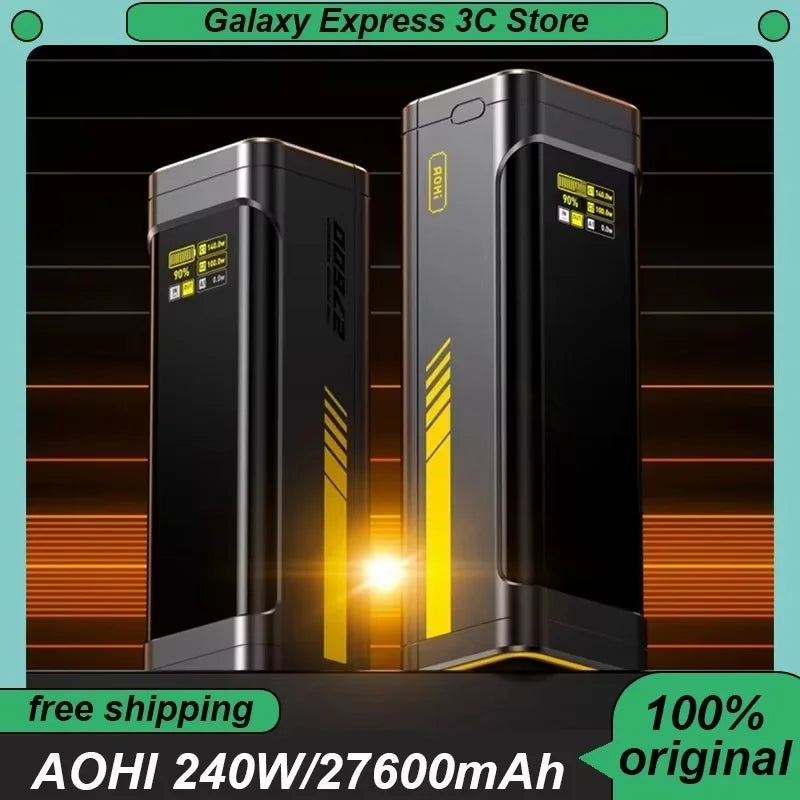 AOHI The Future Starship Power Bank 240W 27600mAh Large Capacity LED Display Power Bank with 3FT C-C Cable Two-way Quick Charge