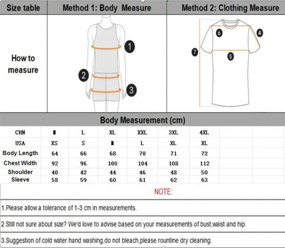 Measurement chart for clothing with body and clothing measurement methods