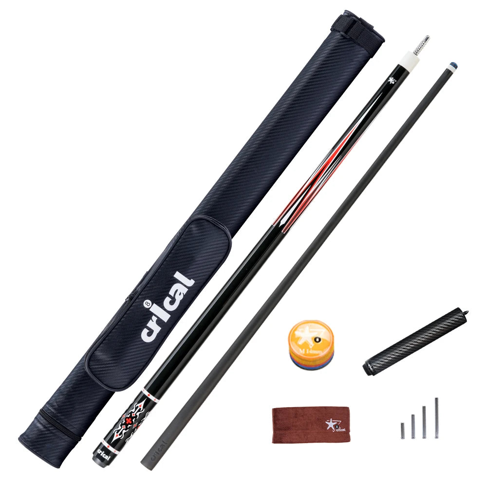 CRICAL CL-PRO Carbon Fiber Pool Cue Stick with 12.5mm Tip 3 * 8/8 Joint Pin  Low Deflection  for Professional 1/2 Billiard Cue
