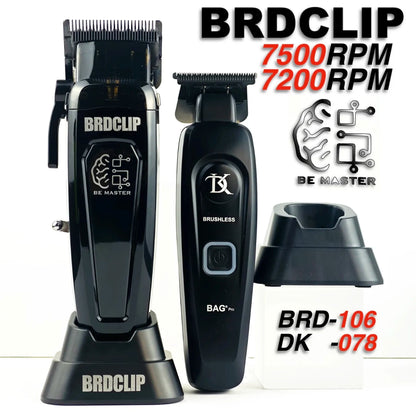 Hair trimmer set with BRDCLIP branding on a white background
