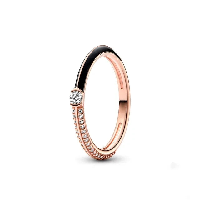 New 925 Sterling Silver Rings Stackable Infinite Heart Red Enamel for Women Mom Original Silver 925 Wedding Ring Jewelry Gift