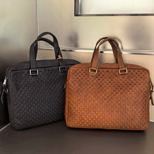 Men's Crazy Horse Leather Crossbody Bag Briefcase