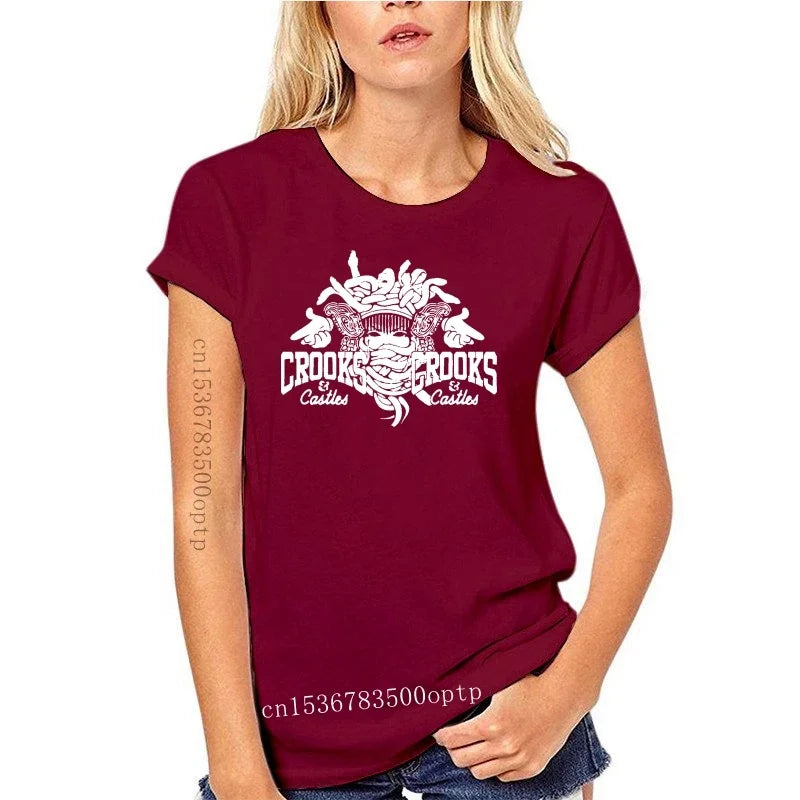 New Crooks Castles Logo Black T Shirt Herren Damen Unisex Tumblr Tee Sleeve Harajuku Tops