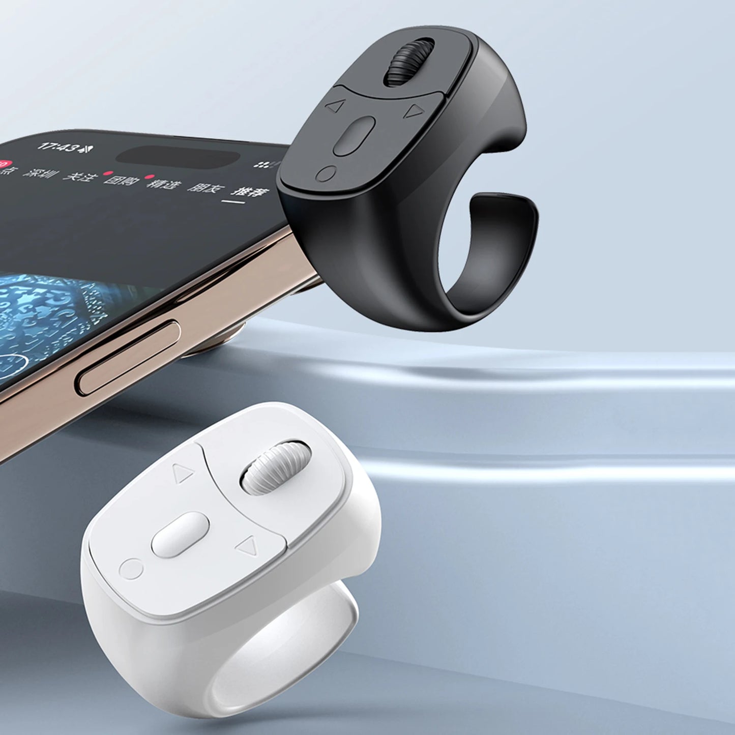 Wireless Fingertip Ring Remote Control Page Turner Bluetooth 5.3 Scrolling Ring for Mobile Phone Wireless Camera Shutter Selfie