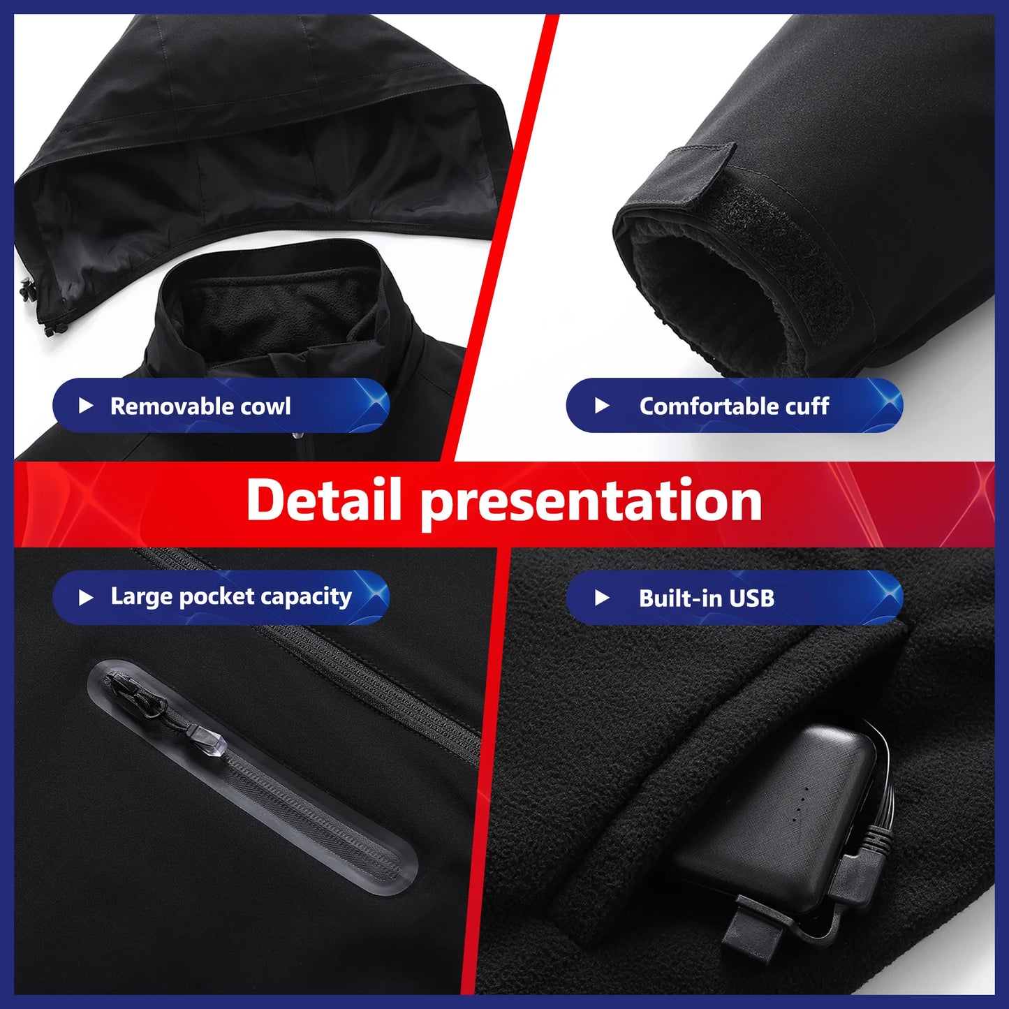 Winter USB Heated For Jacket Electric Heating Warm Clothes Motorcycle Camping Ski Combat Outdoor Sports Apparel